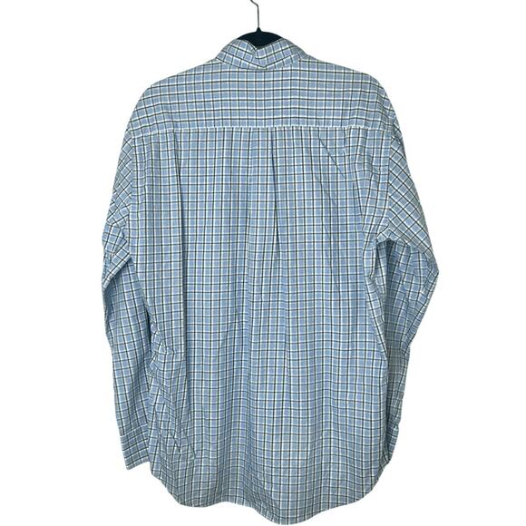 Peter Millar Men's Button-Front Long Sleeve Blue Green Plaid Shirt Sz L - Picture 7 of 7